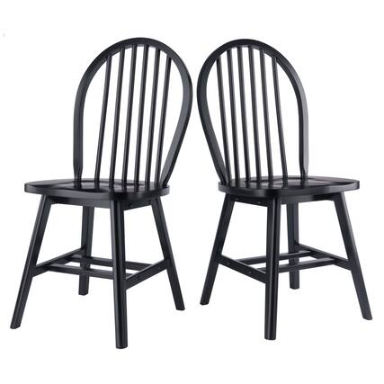 Front. Winsome Wood - Windsor 2-Pc Chair Set - Black.