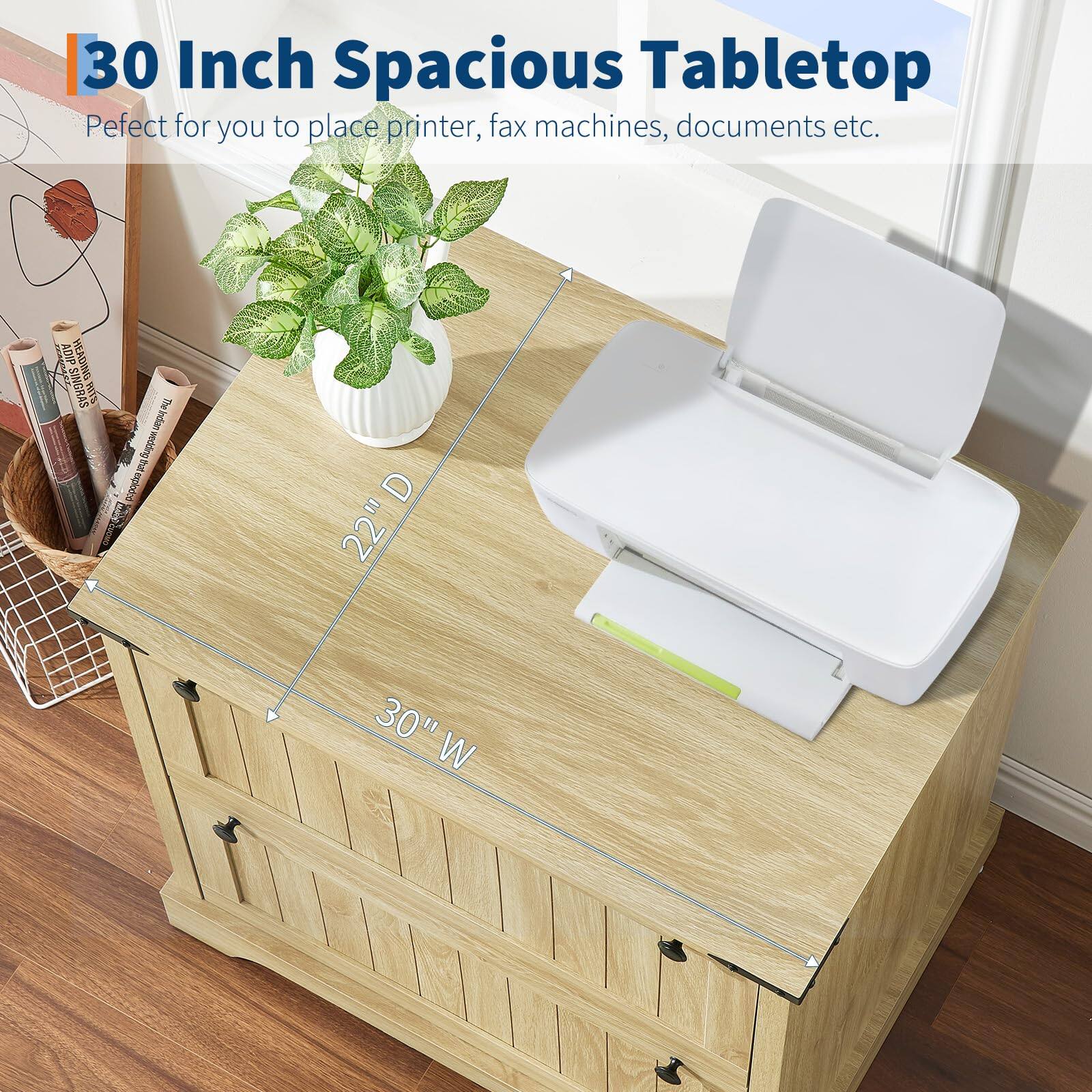 30 Inch Spacious Tabletop  
Perfect for you to place printer, fax machines, documents etc.