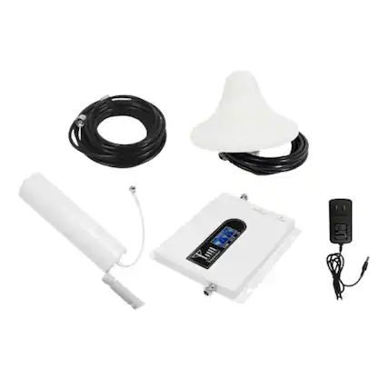 Front. Home Collection - Cell Phone Signal Booster Repeater – 3G, 4G, and 5G Cellular Network Amplifier - White.