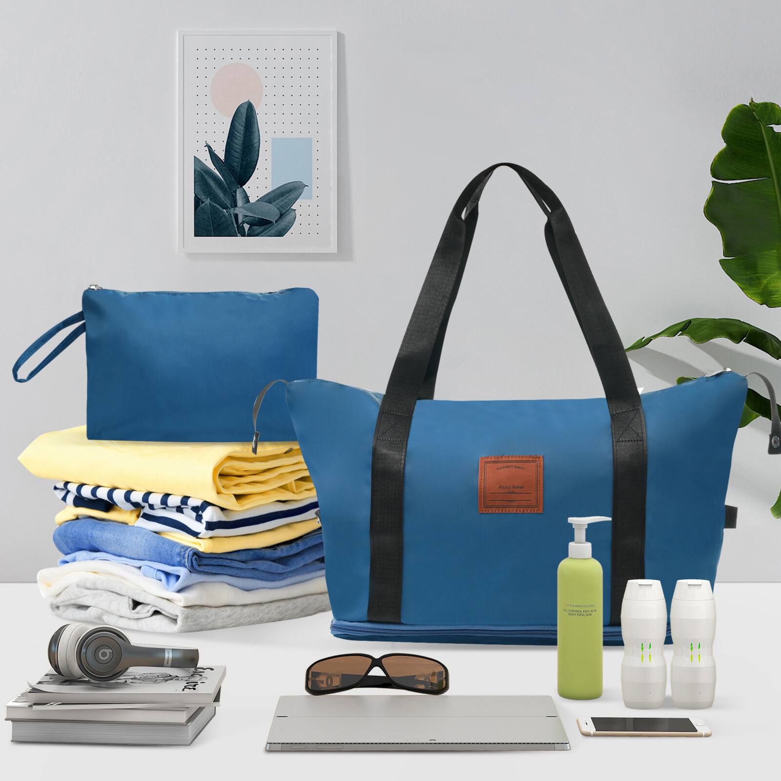 Alt View 1. Ecooso - Luggage Set 6 Piece, Hardshell Expandable Suitcase Set with Dual Spinner Wheels and TSA Lock, Lightweight Travel Sizes - Blue.