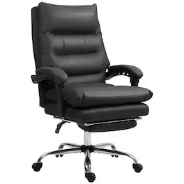 Vinsetto - Massage Office Chair, Reclining Chair with Footrest, Double-tier Padding - Black