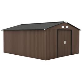 Outsunny - 11' x 13' Outdoor Storage Shed, Garden Tool Metal Shed with Foundation Kit, Double Lockable Door