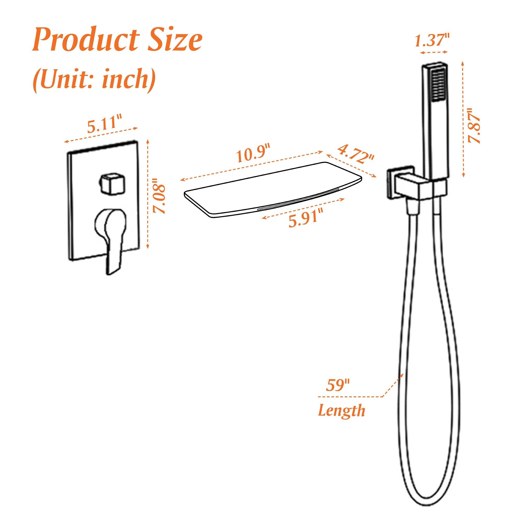 Product Size (Unit: inch)  
5.11"  
7.08"  
10.9"  
4.72"  
5.91"  
1.37"  
7.87"  
59" Length