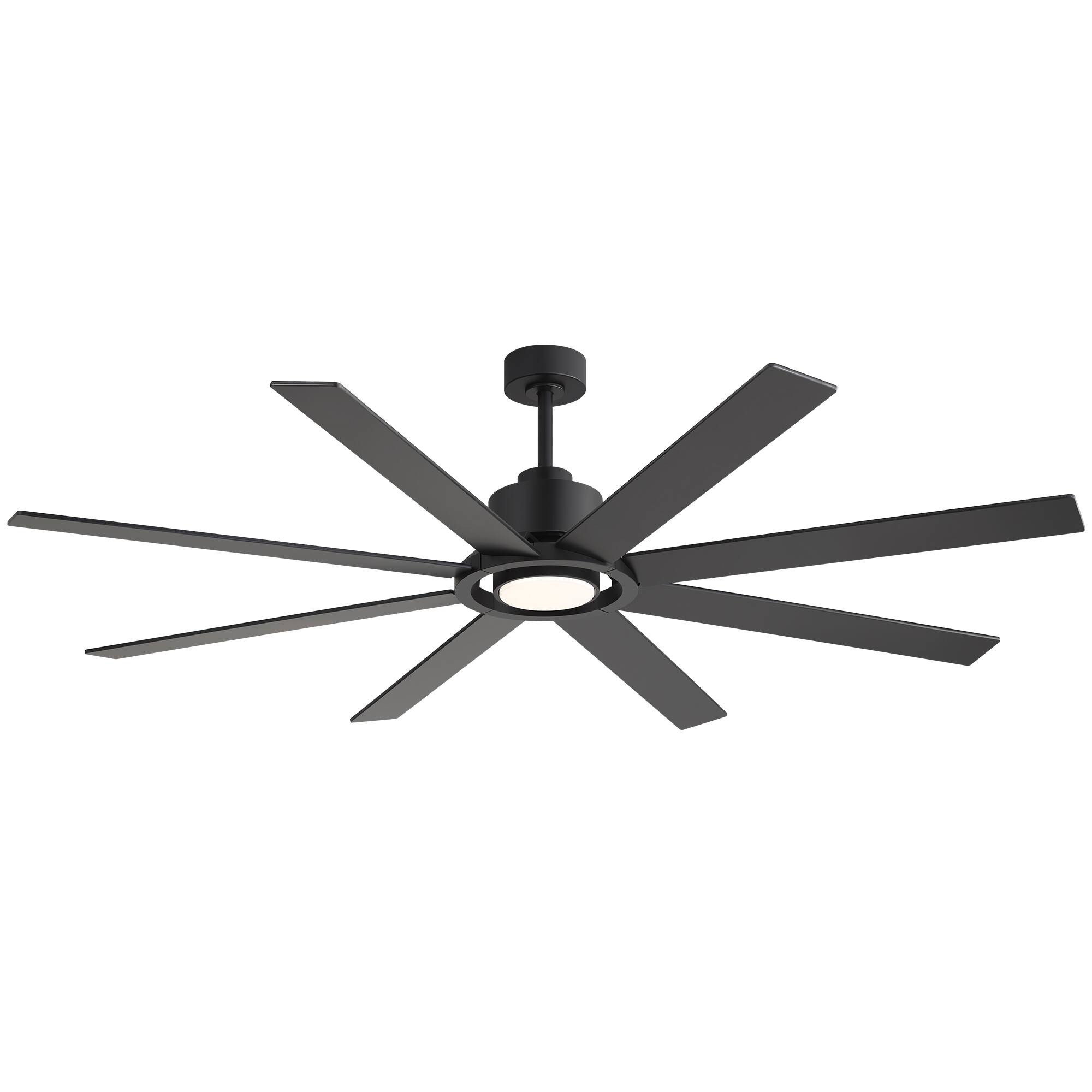 Alt View 9. Breezary - 72-Inch Modern Ceiling Fan, Dimmable LED, 8 Plywood Blades, Efficient DC Motor, 6 Speeds, Timer, Remote - All Black.