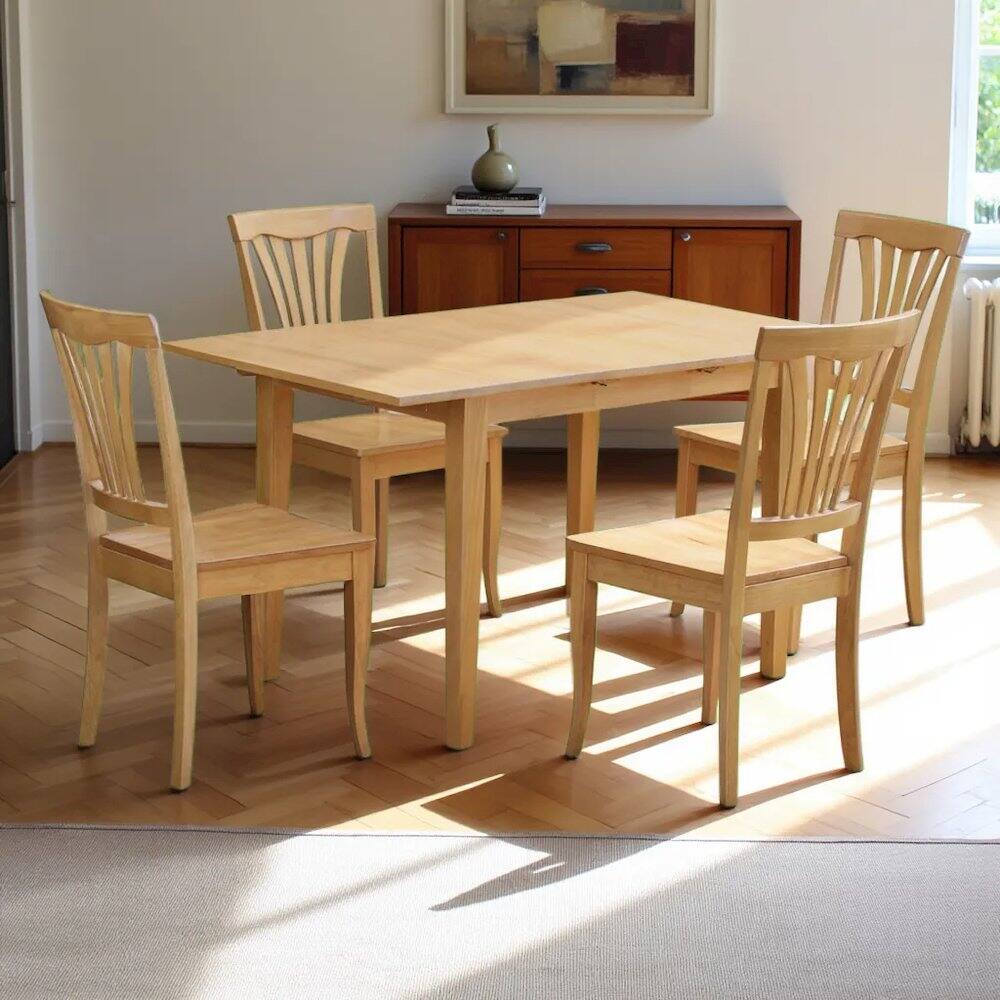 Alt View 2. FurniFact - Elegant Wooden Dining Table Set – Kitchen Table and Chairs for 4 - Oak.