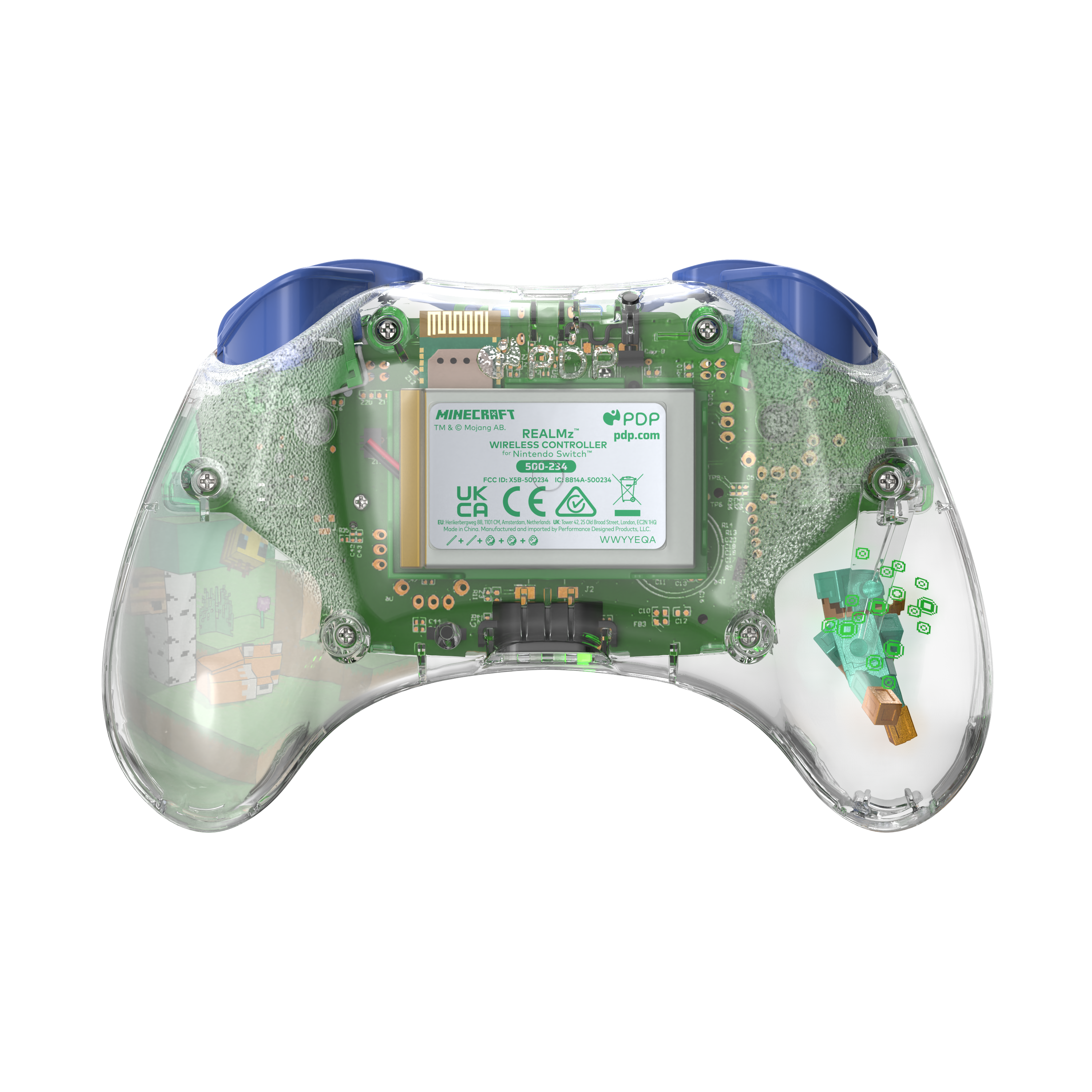 MINECRAFT  
TM & © 2011-2021 Mojang AB  
WIRELESS CONTROLLER  
Nintendo Switch  

REALM  
PDP  
pdp.com  

UK  
CE  

L Mz  
224  
0714  
POL  
S000  
AA  
CA  
CE  
biga  

Sergred  
/0.0.2  
WWYYEGA  
C Fa