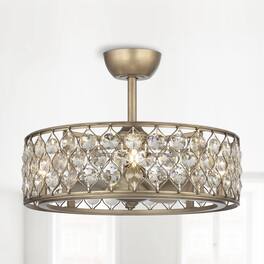 Parrot Uncle - 25" Modern Crystal Chandelier Ceiling Fan with Remote Control and Light Kits - Gold