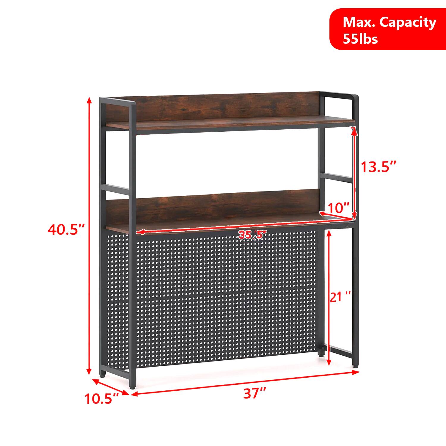 Max. Capacity 55lbs  
13.5"  
40.5"  
35.5"  
10"  
21"  
10.5"  
37"