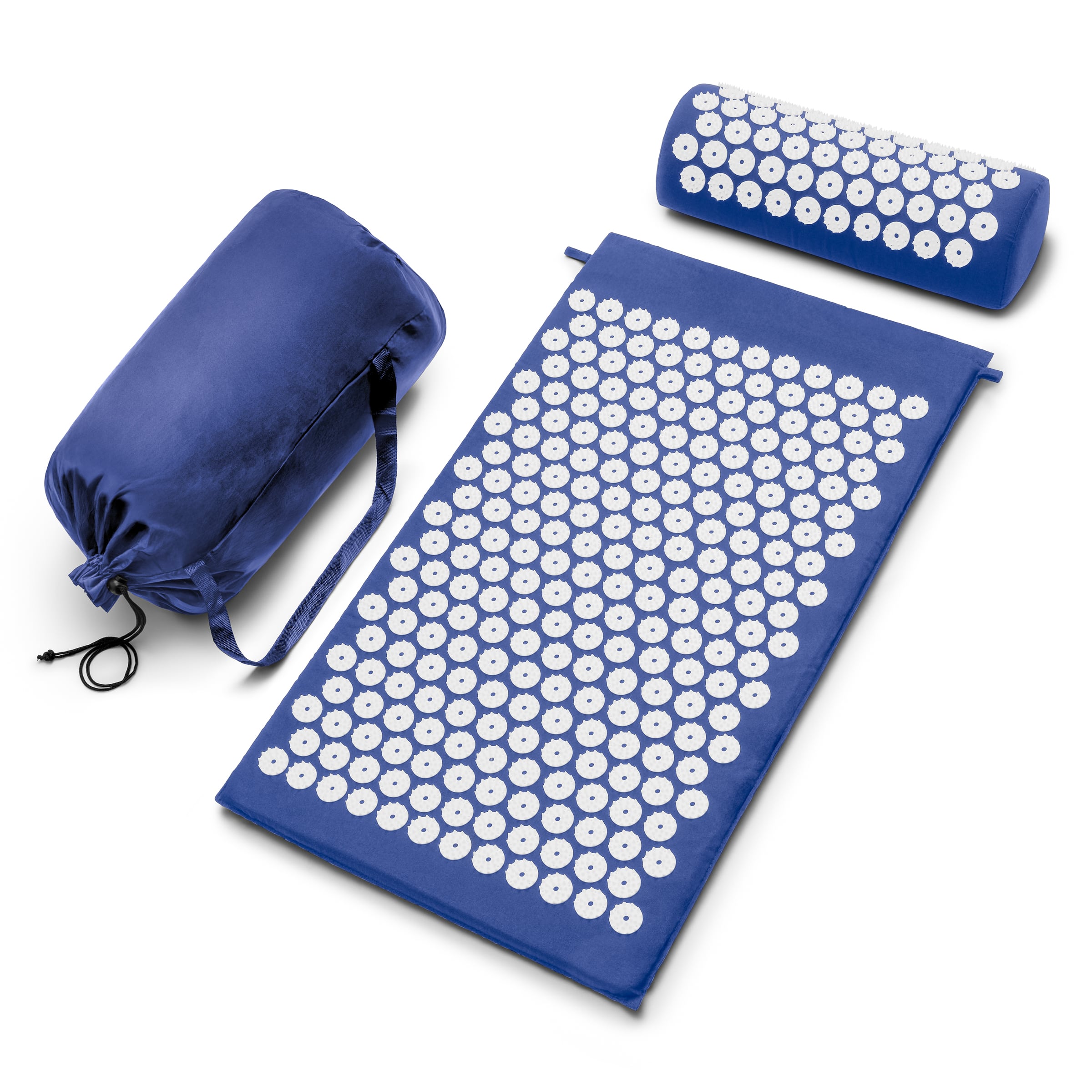 Front. Sorbus - Sivan Acupressure Mat and Pillow Set for Stress, Back & Neck Pain, Acupuncture, Muscle Relaxation, Sciatica, Meditation - Blue.