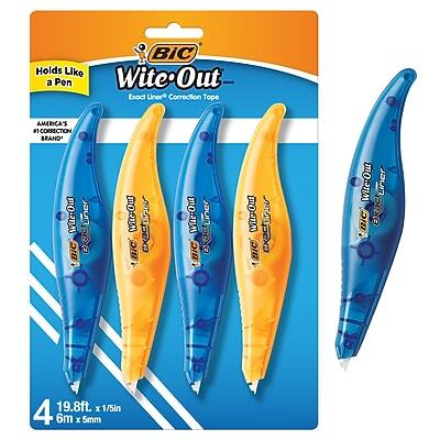 BIC America - BIC Wite-Out Exact Liner Correction Tape, 4/Pack (WOELP418) - White