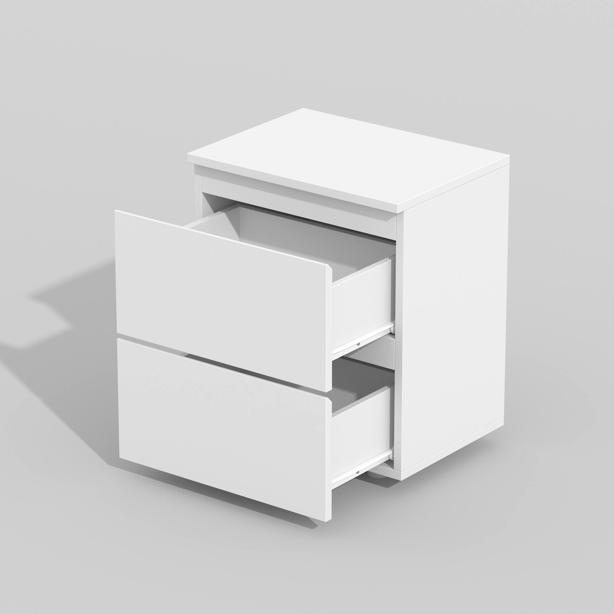 Left. FUFU & GAGA - FUFU&GAGA  Modern 2 - Drawer Nightstand: Minimalist Bedroom Storage Solution - White.