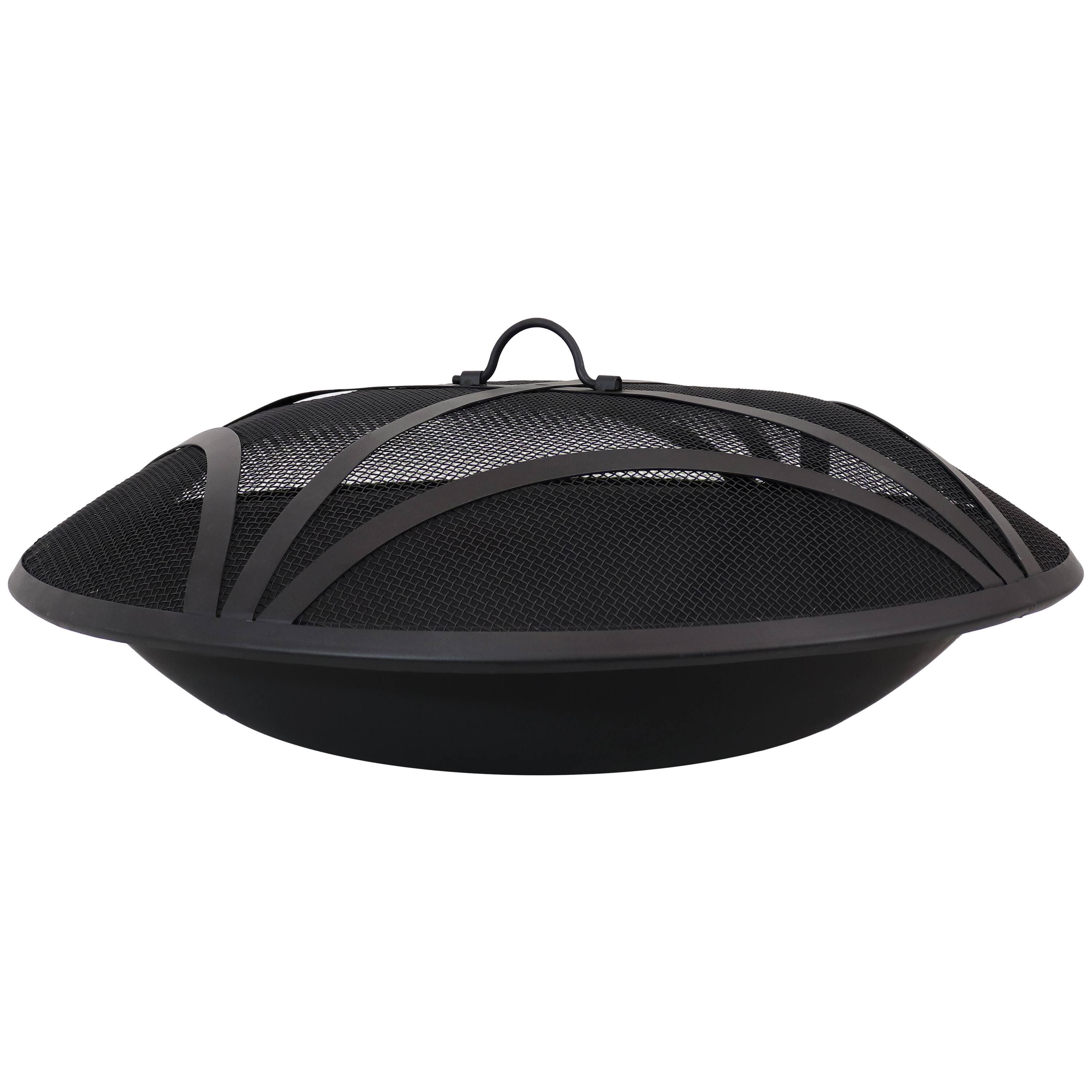 Alt View 5. Sunnydaze - 23 in Classic Elegance Replacement Fire Pit Bowl and Spark Screen - Black.