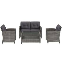 Resenkos - 4-Piece Patio Furniture Set, Outdoor Sectional Furniture, PE Rattan - Gray