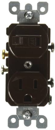 Leviton - 15 Amp 120V Duplex Combination Single-Pole Switch/Receptacle Model 5225 - Brown