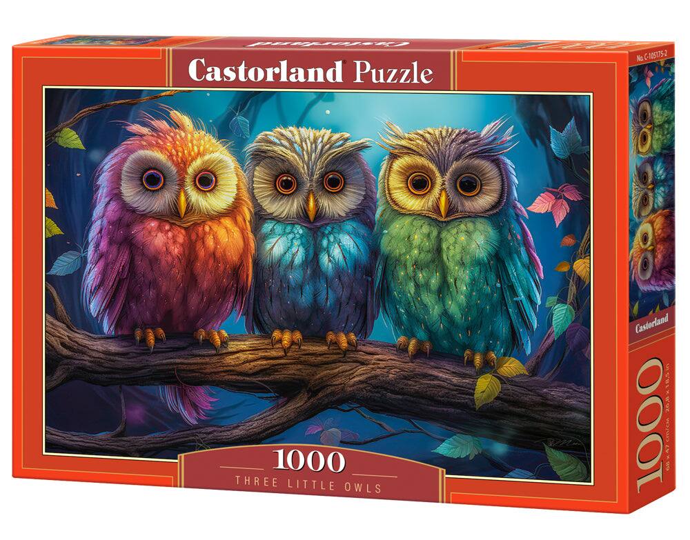 Castorland - 1000 Piece Jigsaw Puzzles, Three Little Owls, Animal Puzzles, Colorful birds, Adult Puzzle, C-105175-2 - Red