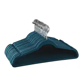 Elama - Home 30 Piece Velvet Slim Profile Heavy Duty Felt Hangers with Stainless Steel Swivel Hooks - Blue