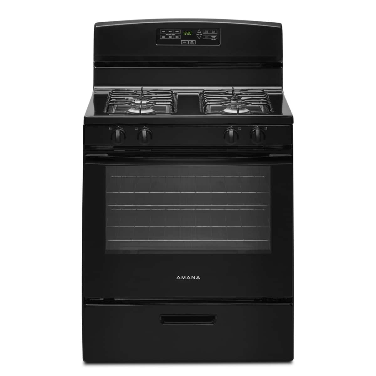 Amana - 5.1 Cu. Ft. Freestanding Gas Range with Bake Assist Temps - Black - Black - Front_Zoom