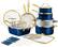 Front. Gotham Steel - Gotham Steel Navy 20 Piece Ultra Nonstick Ceramic Cookware Set with Knutriblade Knives - Navy.