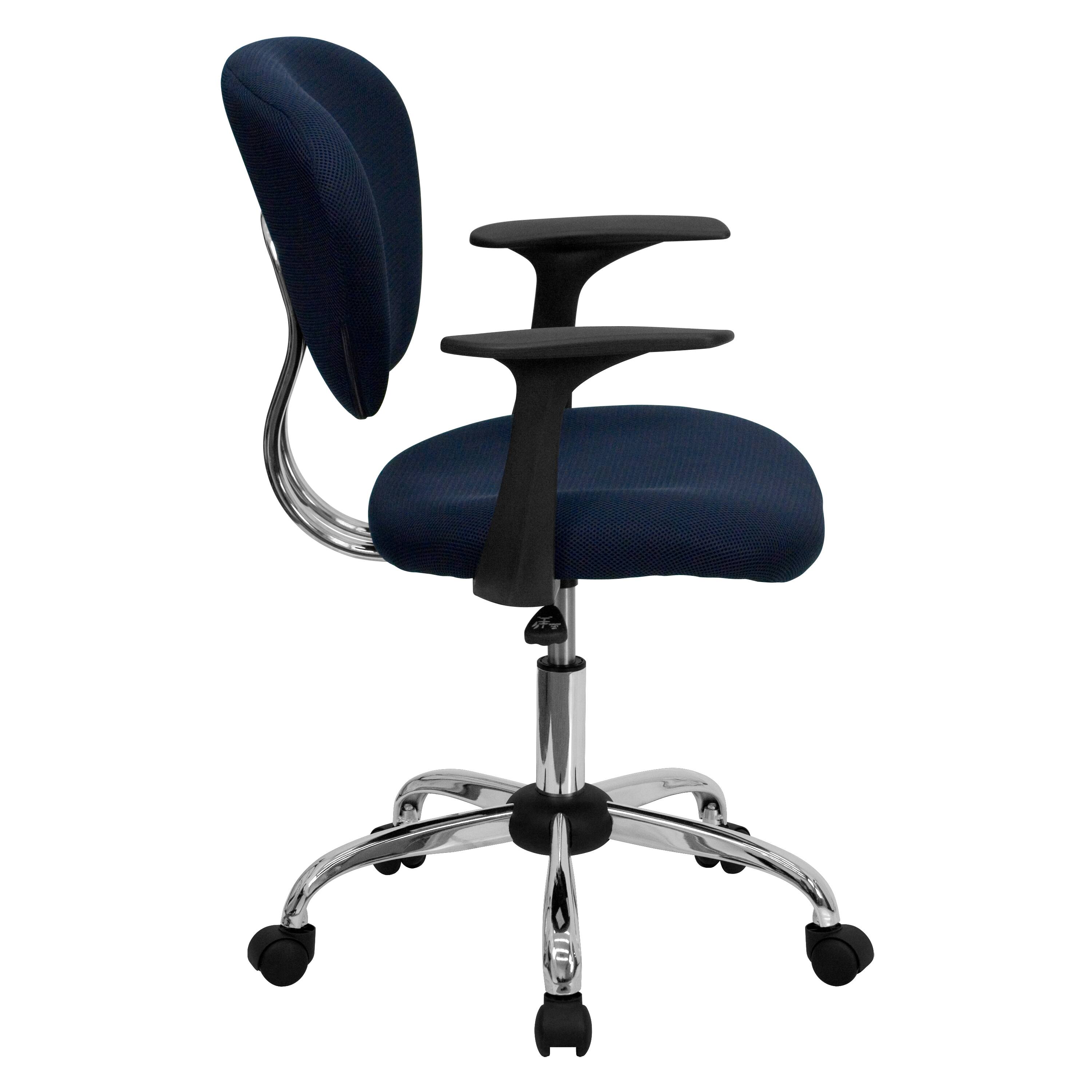 Alt View 3. Emma + Oliver - Mid-Back Mesh Padded Swivel Task Office Chair with Chrome Base and Arms - Navy.