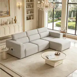 Boyel Living - Beige Power Reclining Sofa Electric 3-Seat Recliner Sofa Modular Couch with Bluetooth stereo - Beige