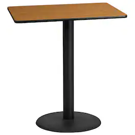 Emma + Oliver - 30"x42" Rectangular Laminate Bar Table with 24" Round Base - Natural