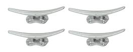 Zeckos - Set of 4 Metallic Finish Cast Iron Nautical Cleat Wall Hooks/Drawer Pulls - Silver
