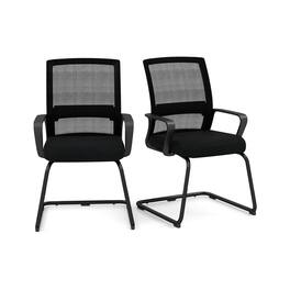 WELLFOR - Office Guest Chair with Lumbar Support for Waiting Room-2 Pieces - Black
