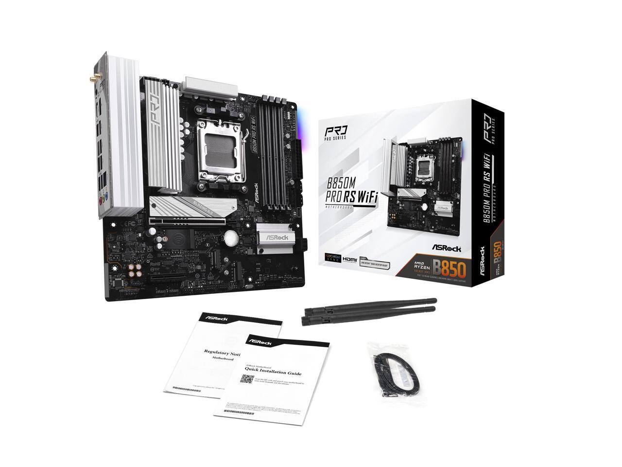 ASRock B850M PRO RS WIFI AM5 AMD B850 Micro ATX Motherboard B850M