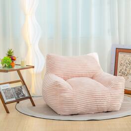 GOODSILO - Oversized Bean Bag Chair with Armrests - Comfy Corduroy Lounge Floor Sofa for Living Room, Bedroom & Dorm - Pink