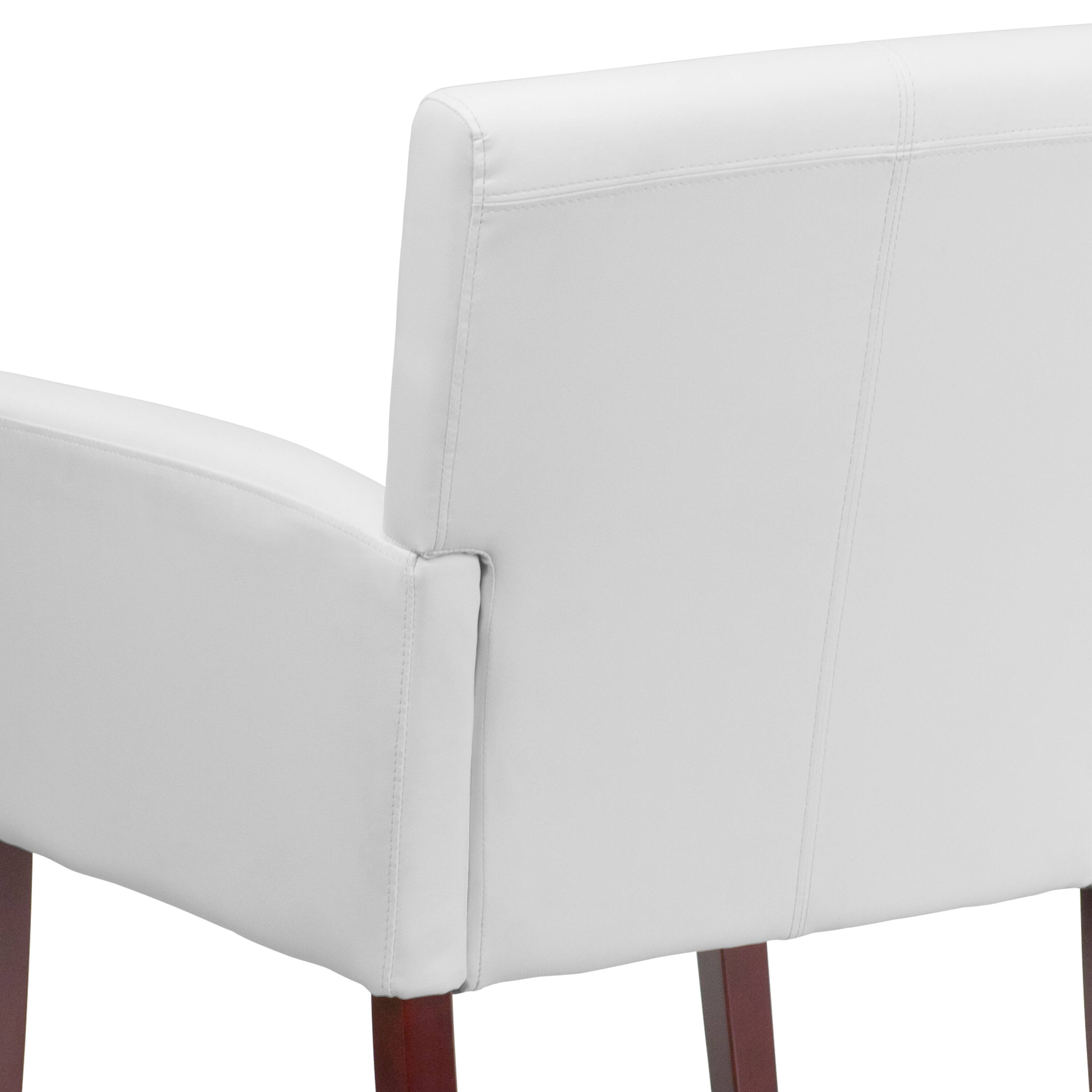Alt View 9. Emma + Oliver - Faux Leather Executive Side Reception Chair with Mahogany Legs - White.