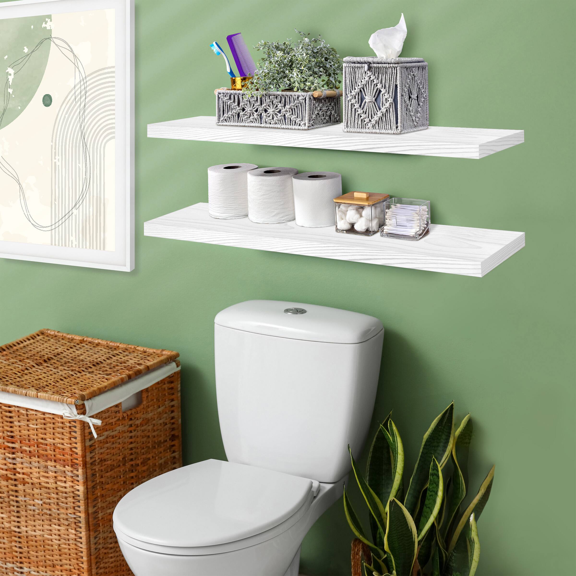 Alt View 2. Sorbus - Sorbus 2 Pack 35" Solid Wood Floating Shelves - for Bathroom Decor, Books, Bedroom & Living Room - White.