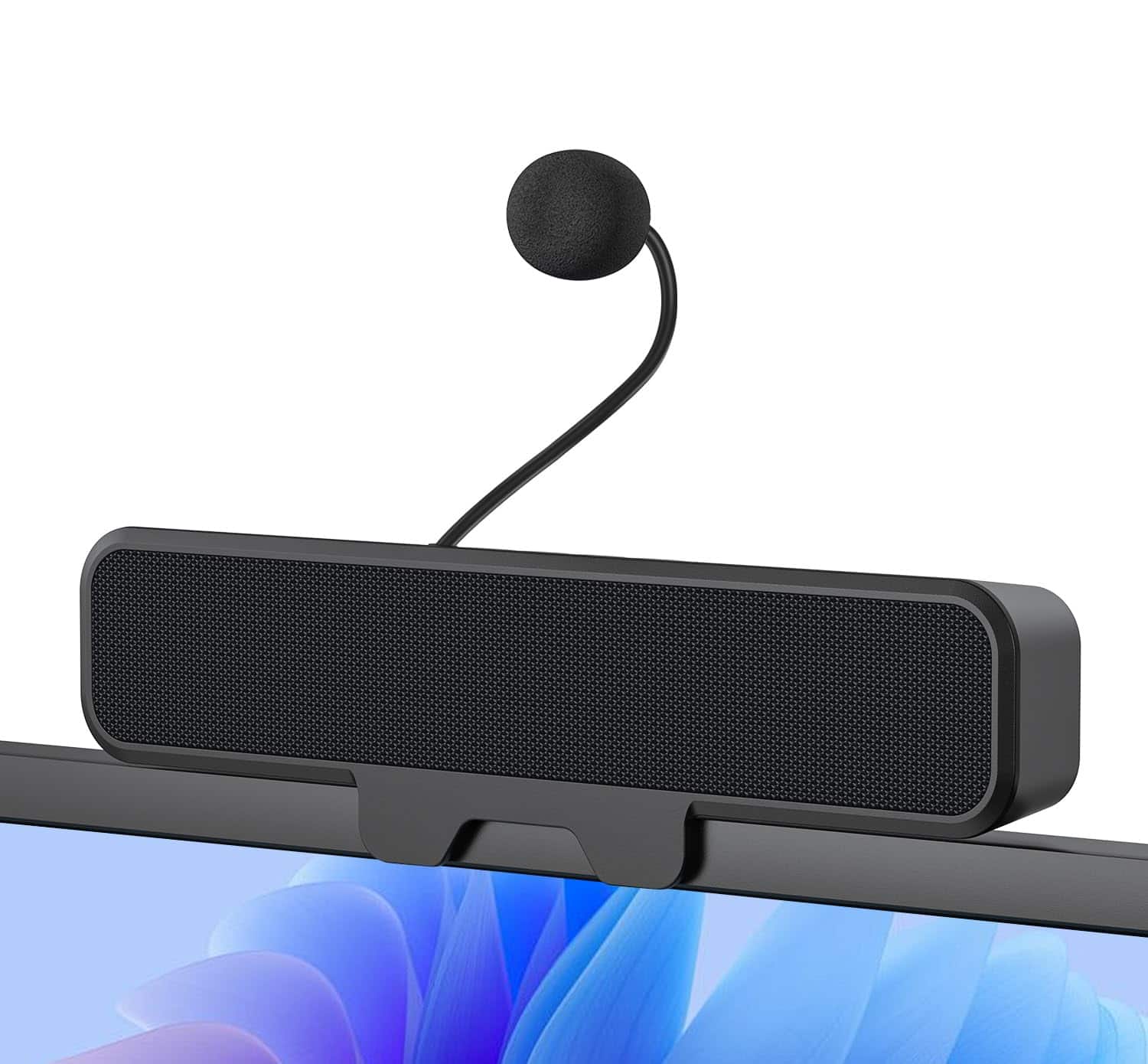 Dazzed Corner - USB Clip-On Computer Soundbar with Mic, Stereo Bass for Meetings & Gaming - Black