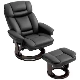 Homcom - Recliner with Ottoman, PU Leather Reclining Chair with Footrest, for Living Room - Black