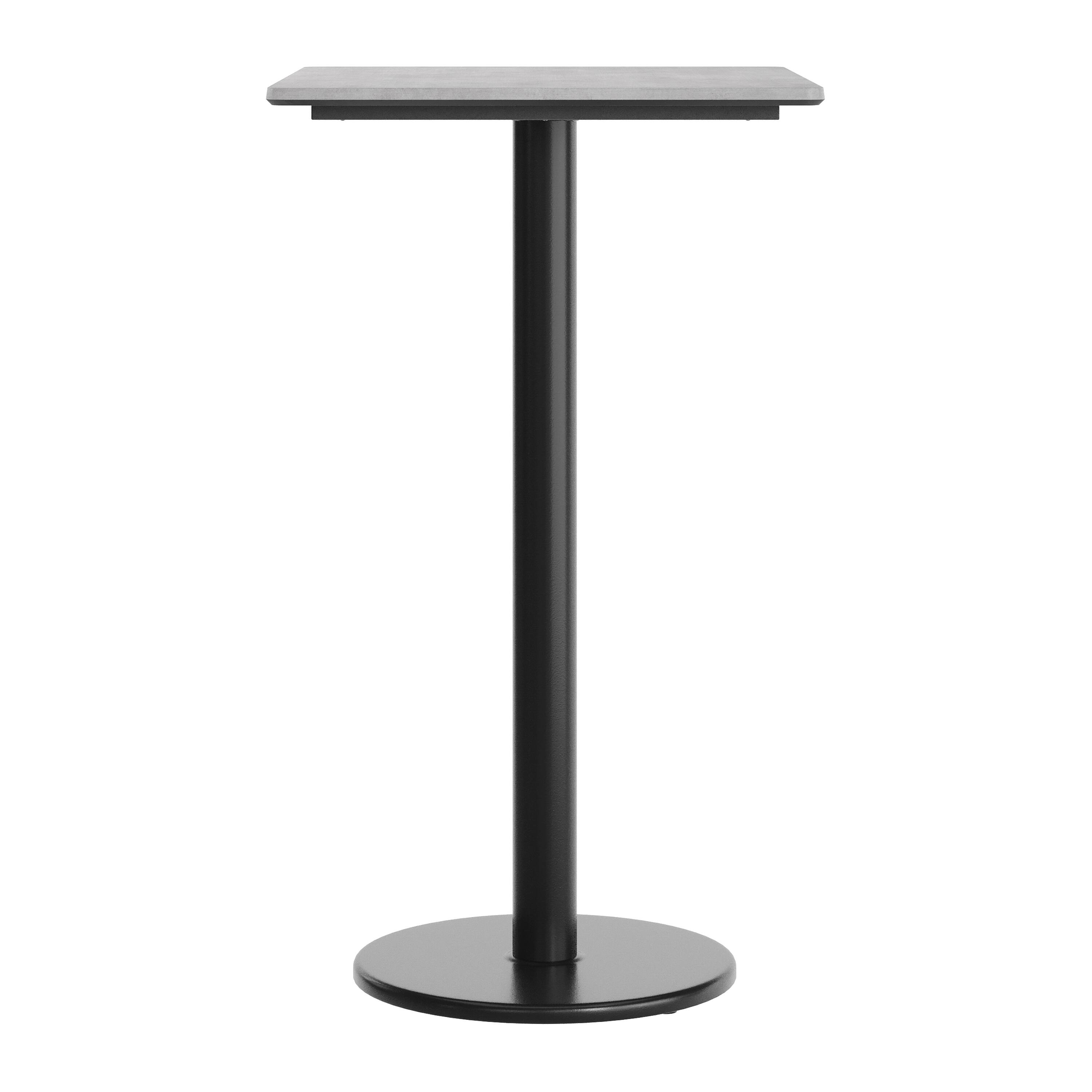 Alt View 7. Emma + Oliver - PureShield Tabletop with Seam-Free Surface Innovation and Bar Height Base - Gray Faux Concrete/Black Base.