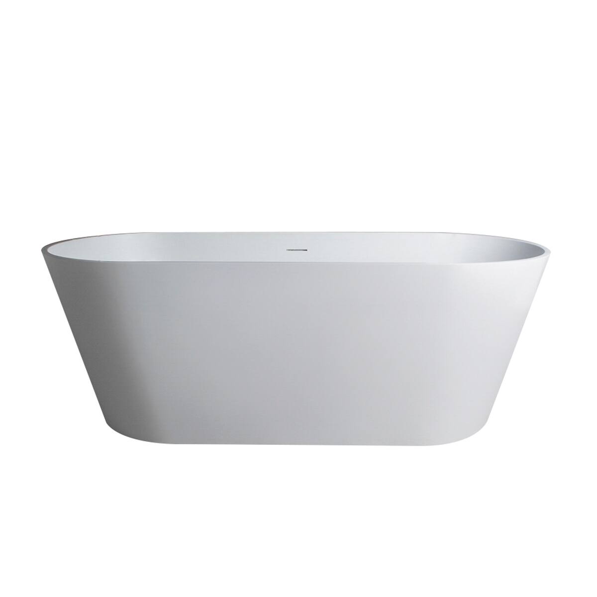 Loheer Freestanding Solid Surface Soaking Bathtub, Oval Tub with Center ...