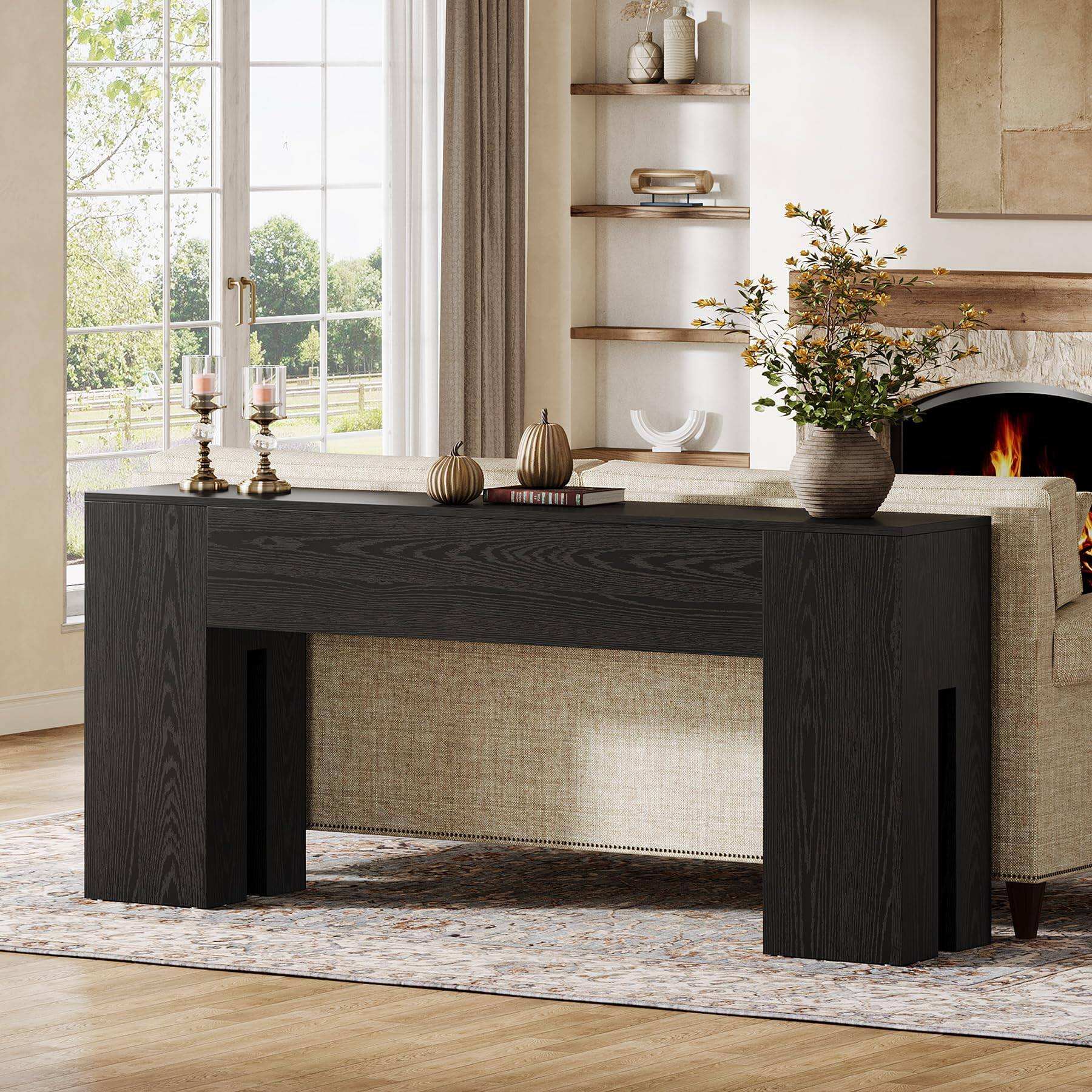 Alt View 2. Tribesigns - 71-Inch Long Console Table for Entryway, Farmhouse Sofa Console - Black.