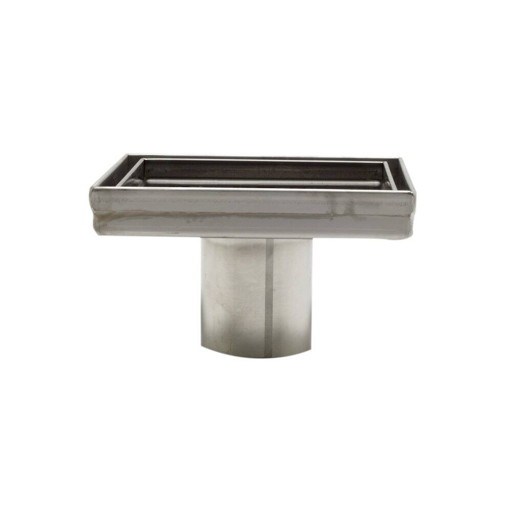 Back. Alfi - 5" x 5" Modern Square Stainless Steel Shower Drain w/o Cover - Gray.