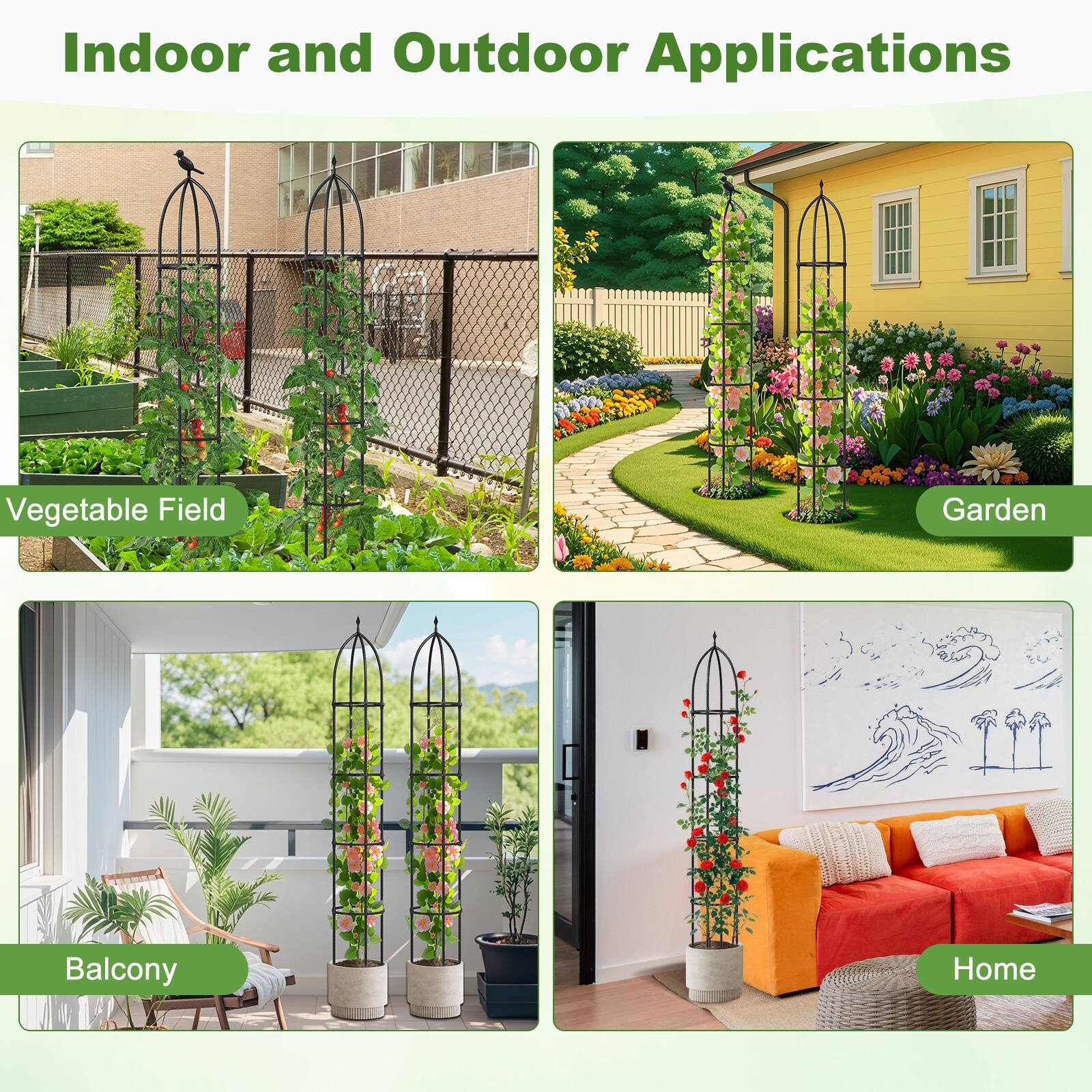 Indoor and Outdoor Applications

- Vegetable Field
- Garden
- Balcony
- Home