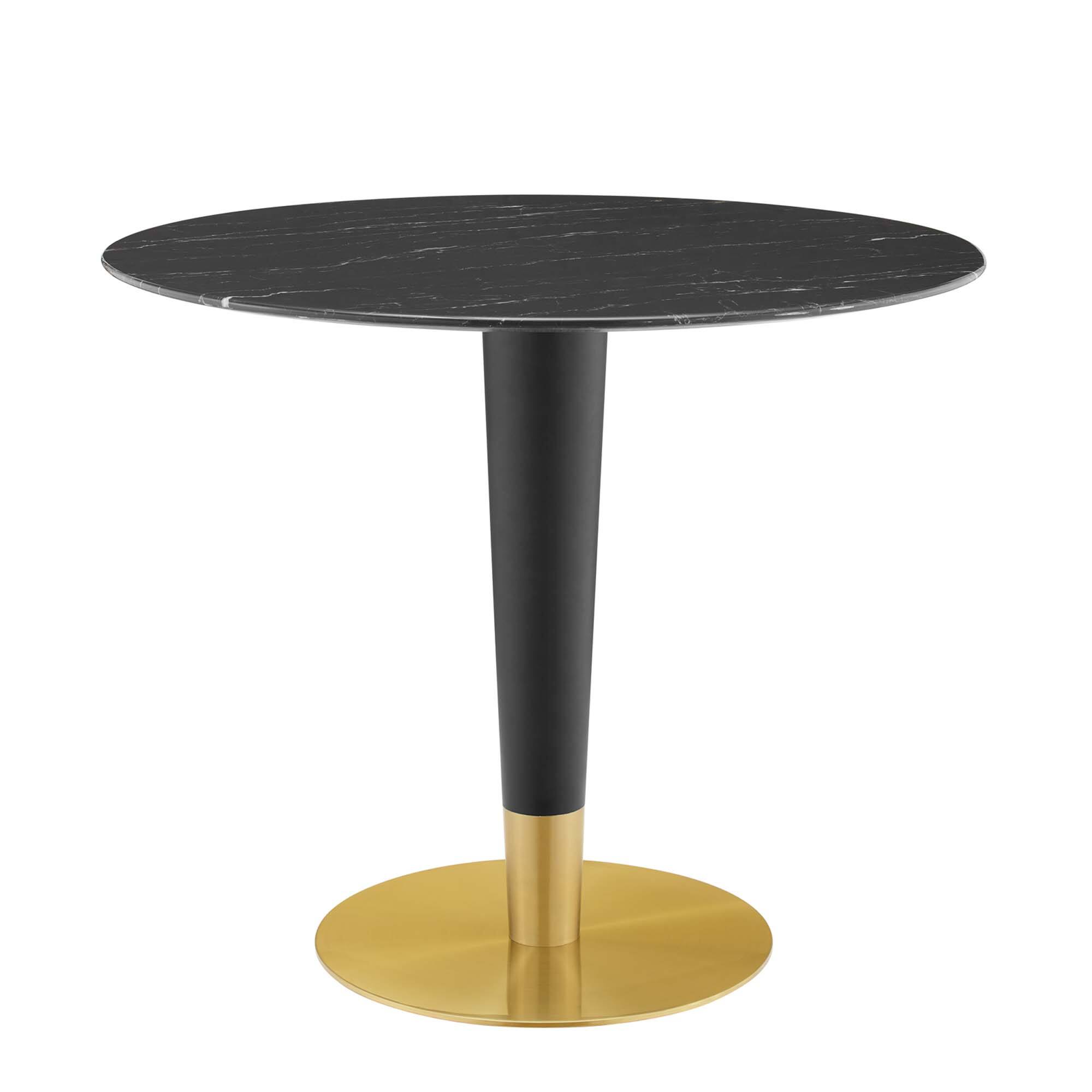 Angle. Modway - Zinque 36" Artificial Marble Dining Table by Modway - Gold Black.