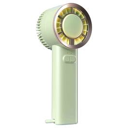 Cluzine - Light Green Handheld Portable Fan, 3 Speeds, LED Light, Encryption Grill, USB Rechargeable, Portable