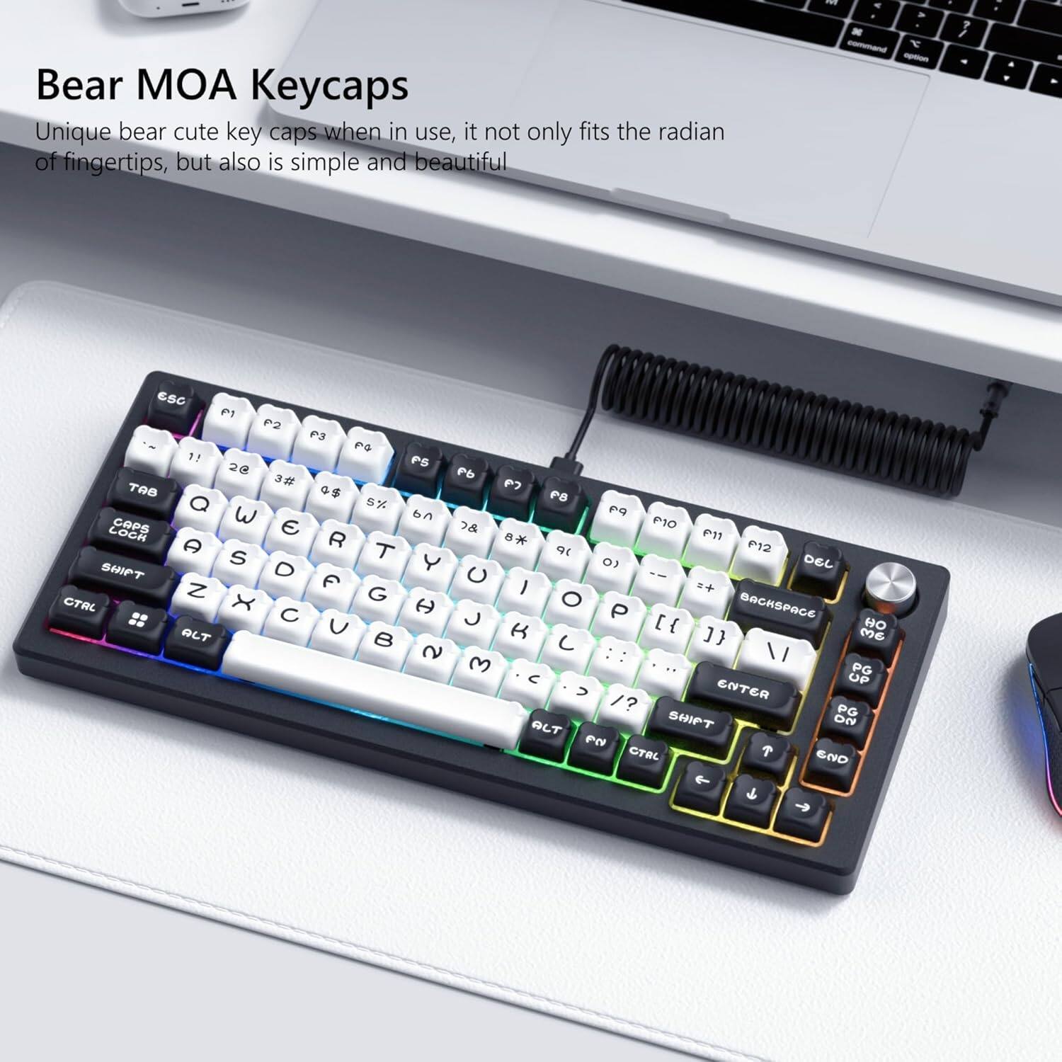 Bear MOA Keycaps

Unique bear cute key caps when in use, it not only fits the radian of fingertips, but also is simple and beautiful