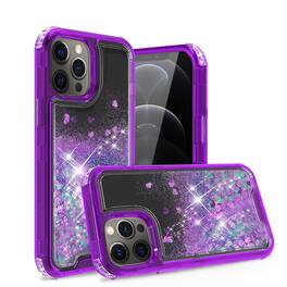 Reiko - Glitter Case Moving Quicksand In Blackapple Iphone 12/Iphone 12 Pro In - Purple