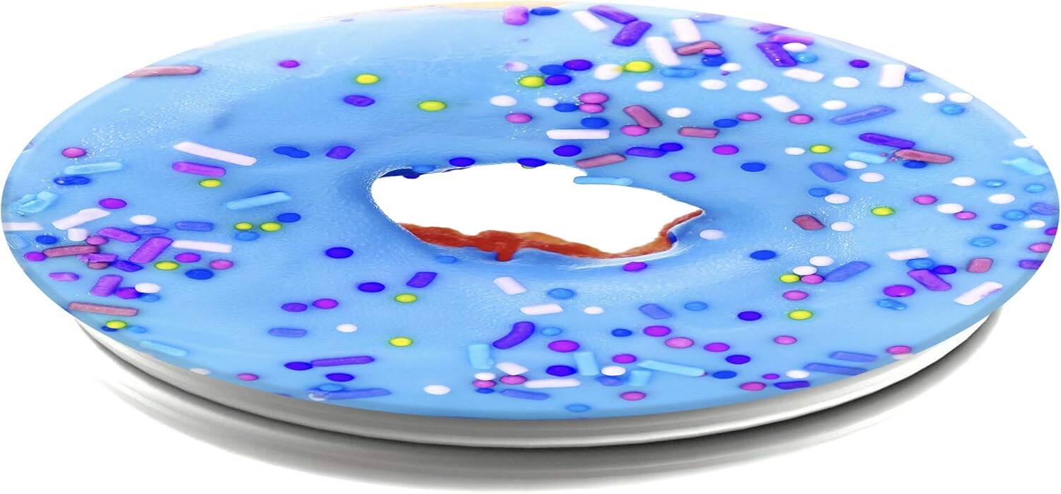 Left. PopSockets - Popsockets Phone Grip & Stand  Blue Donut  - (101794) - Blue Donut.