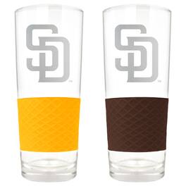 Great American Products - San Diego Padres 22oz. Logo Score Pint Glass Two-Piece Set - Multicolor
