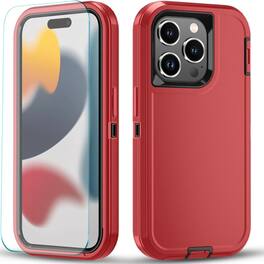Kitcheniva - Heavy Duty Shockproof Phone Cover For iPhone 14 - Red