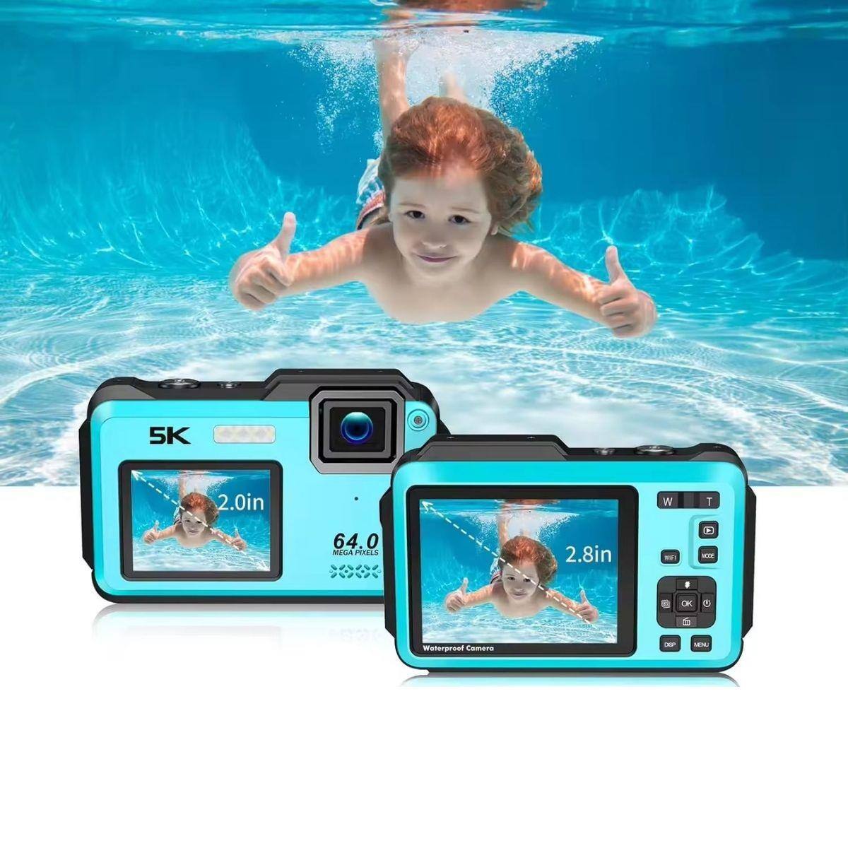 5K  
2.0in  
W  
T  
64.0 MEGA PIXELS  
2.8in  
WIFI  
ICIDE  
OK  
6  
Waterproof Camera  
DSP  
MENU