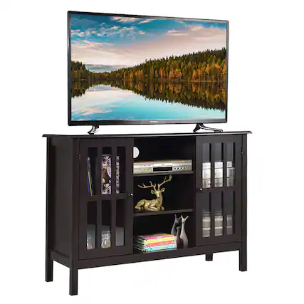 Front. Ecooso - TV Stand Console Cabinet for 50 Inch TV with Storage Space - Brown.
