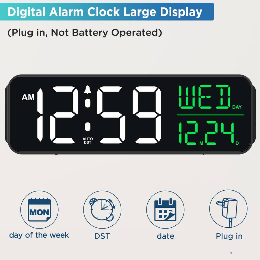 Automatic Clock Plug In Dazzed Corner Display Digital Alarm Clock,Desk Table Clocks,Plug in ...