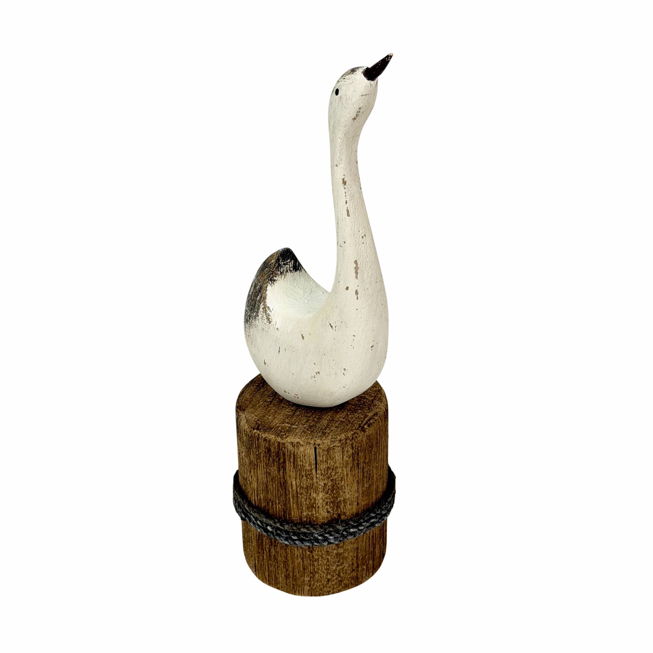 Alt View 1. Things2Die4 - Distressed White Wood Swan Figurine Nautical Dock Piling 13.25 Inch Tall - White.