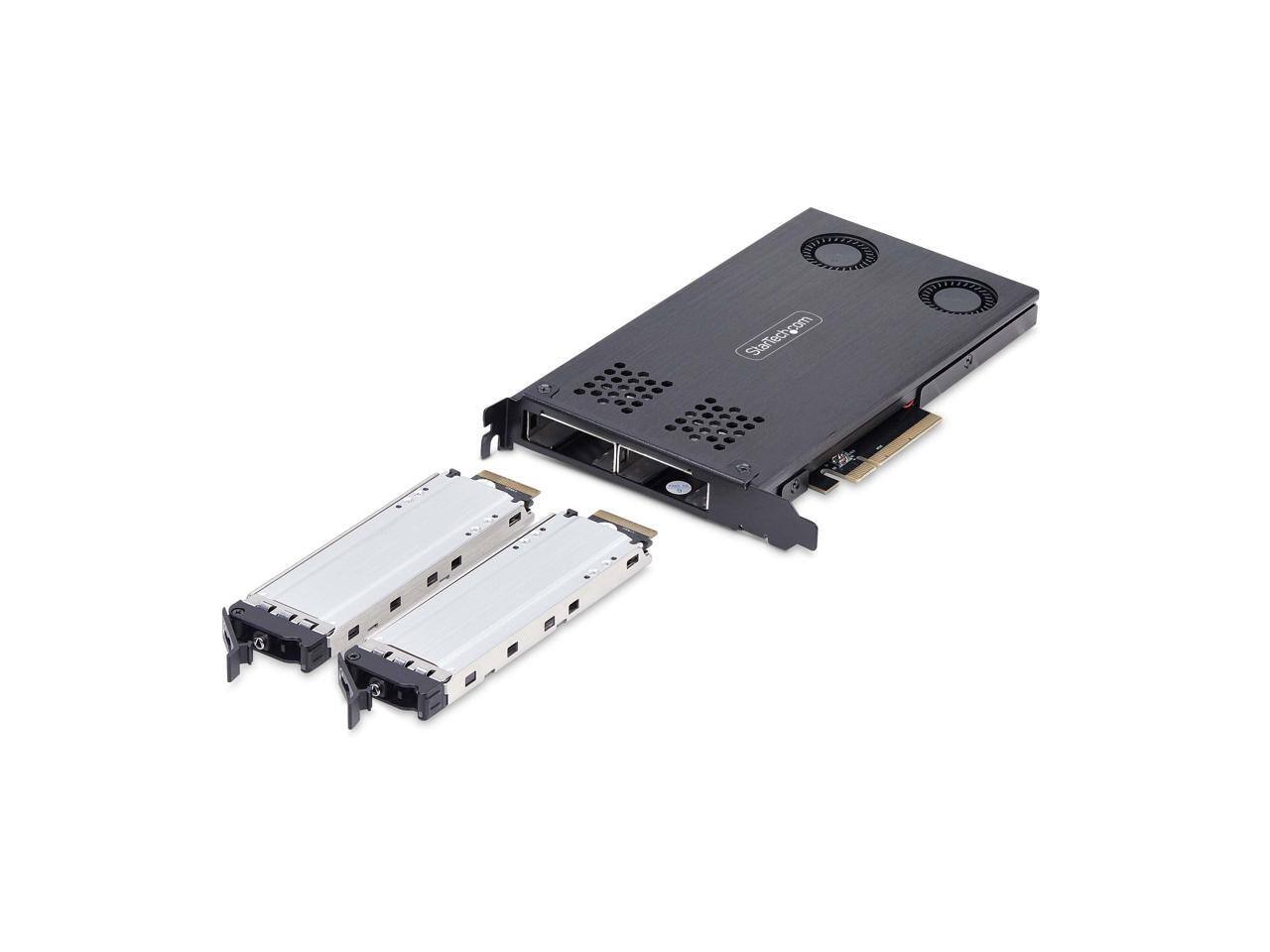 Alt View 1. Startech - Dual-Bay M.2 NVMe SSD to PCIe x8 Removable Mobile Rack.